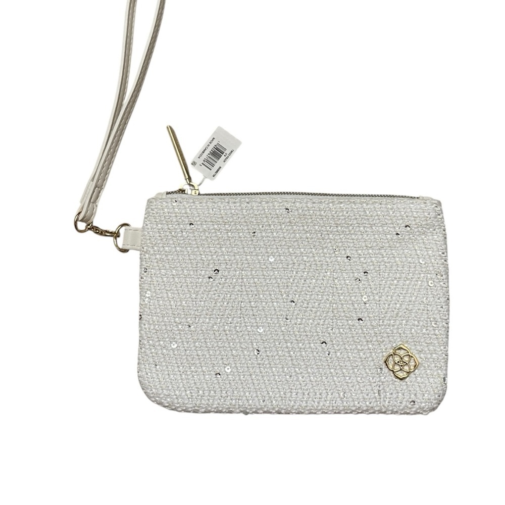 Kendra Scott Tweedy Zip Wristlet Pouch in Cream New